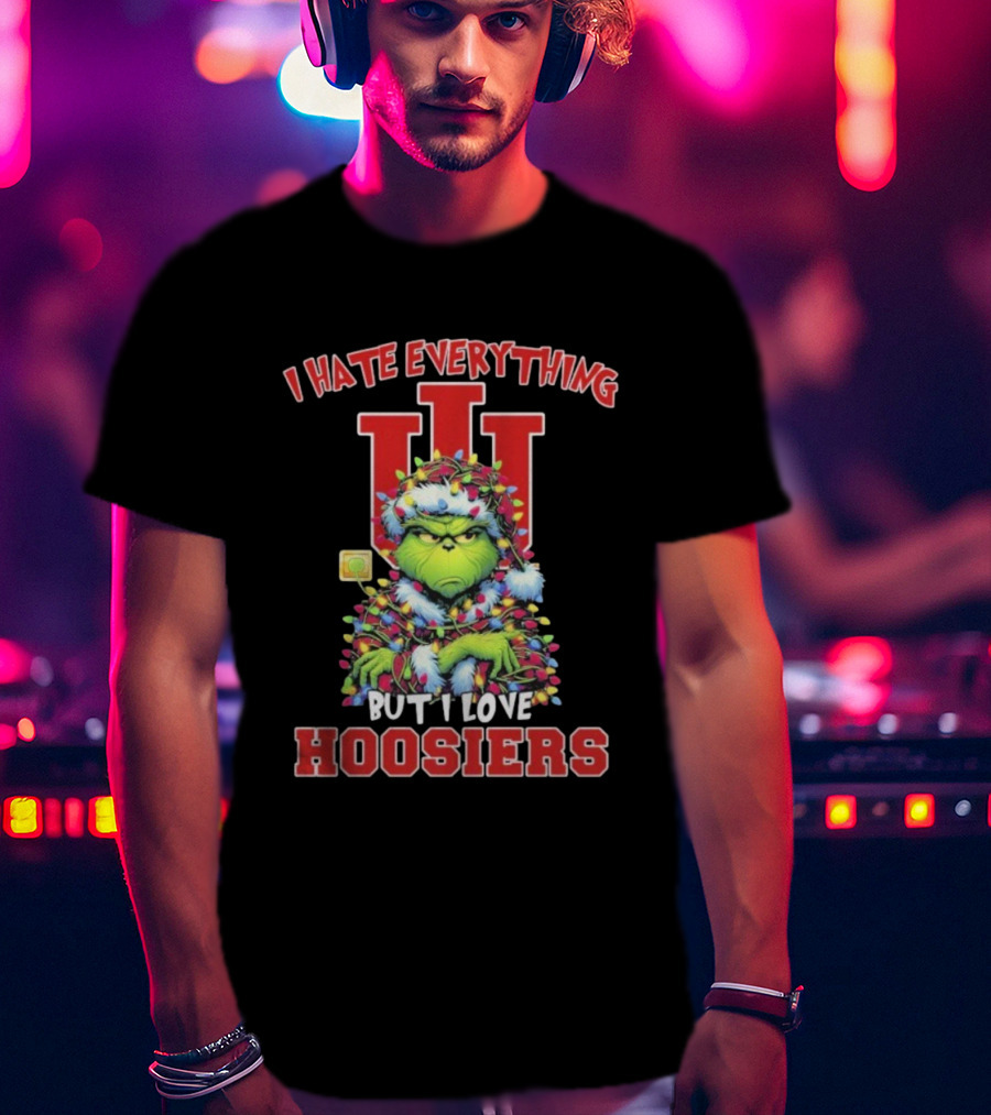 I Hate Everything But I Love Hoosiers Grinch Christmas Indiana T-Shirt