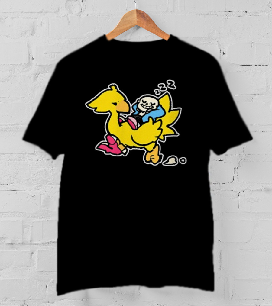 Undertale X Square Enix Sans Riding Chocobo Collaboration T-Shirt