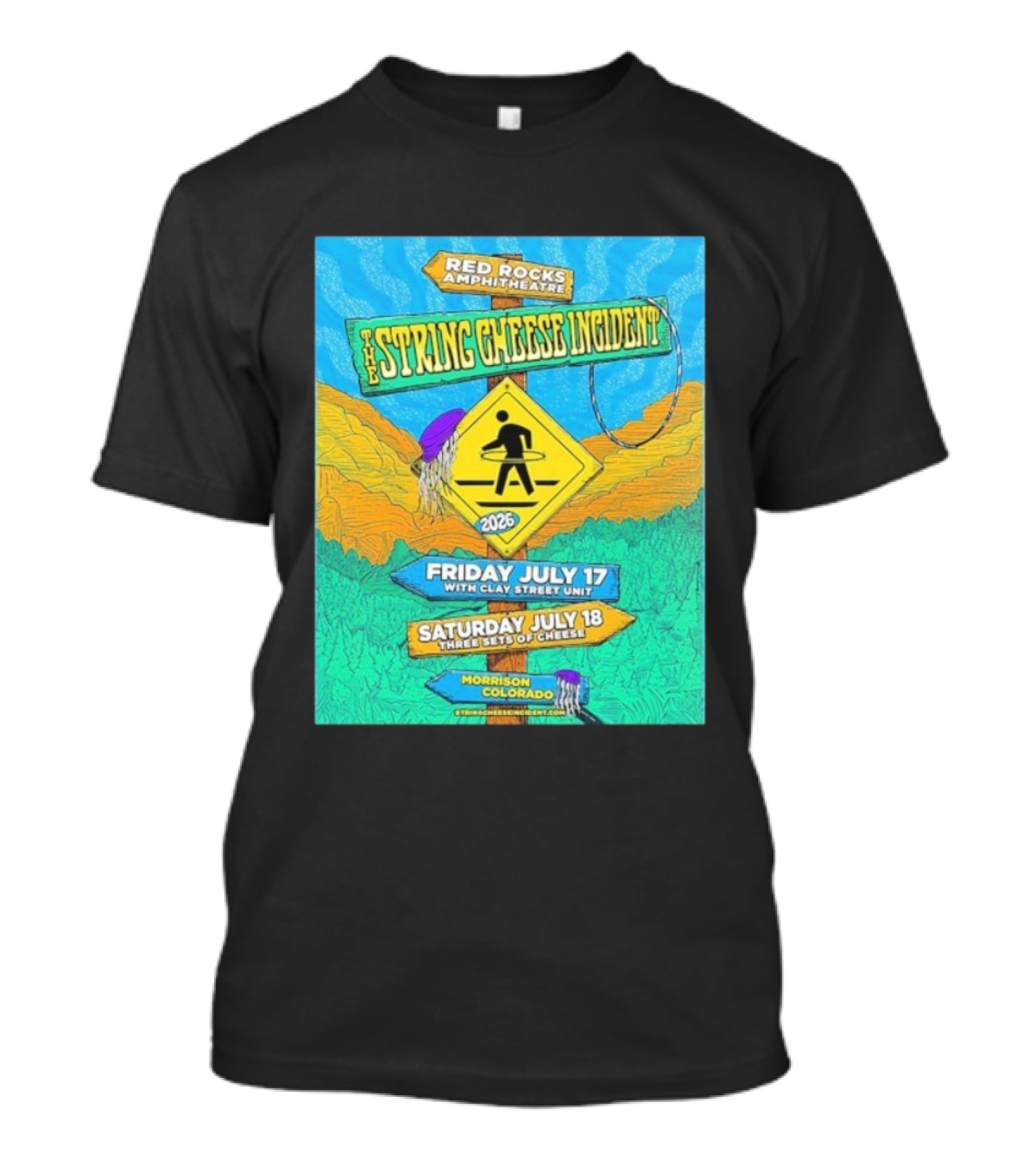 Red Rocks Amphitheatre String Cheese Incident July 17-18 2026 Morrison Colorado With Clay Street Unit T-Shirt