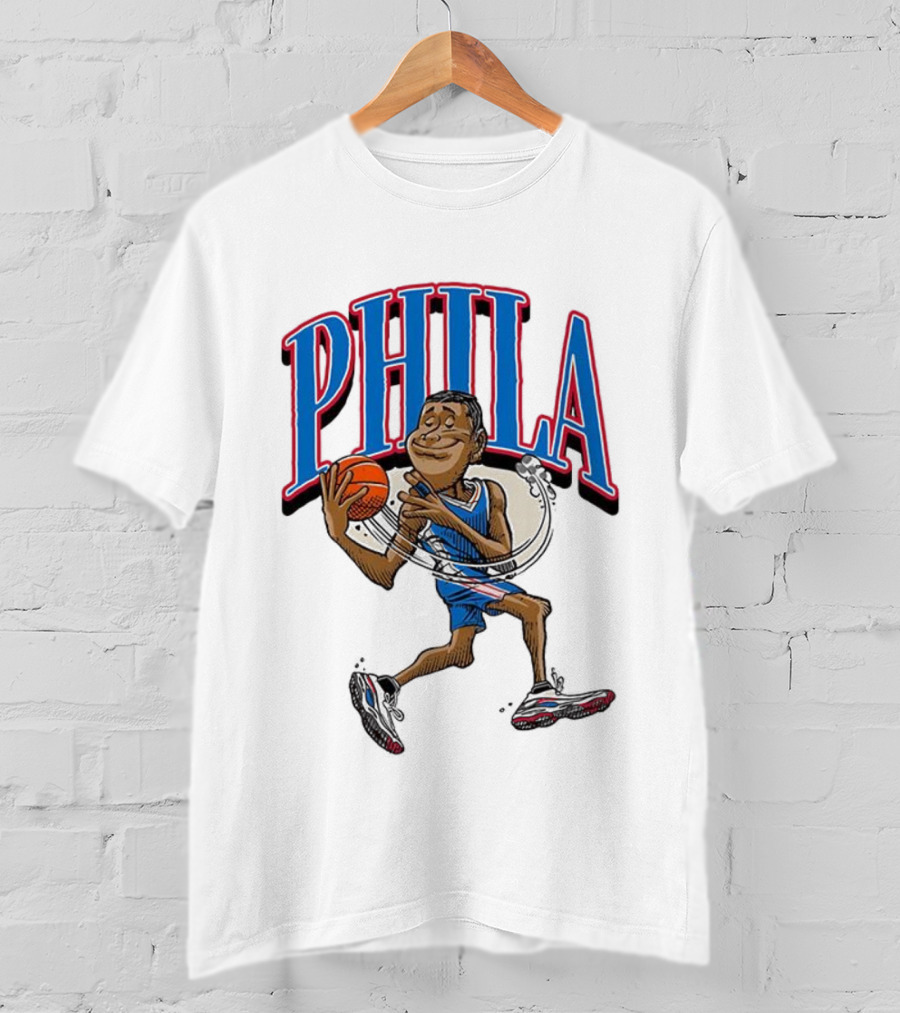 PHILA Basketball Player Cartoon With Ball T-Shirt