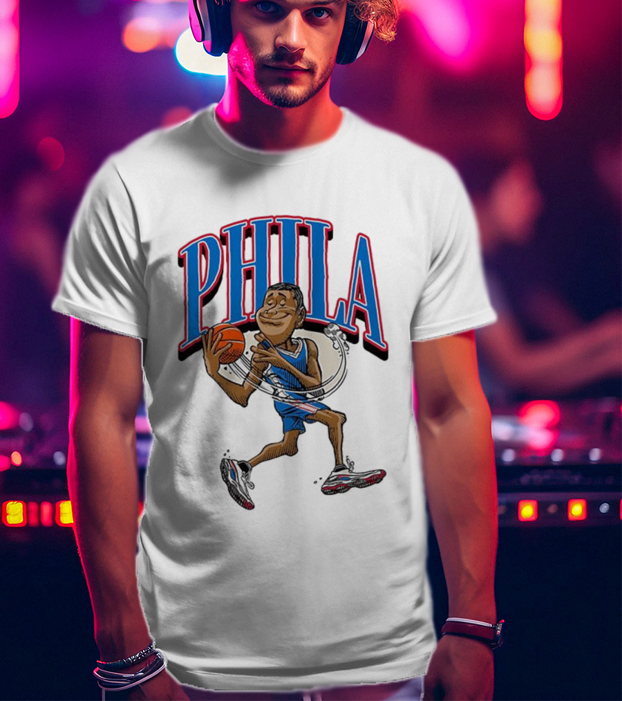 PHILA Basketball Player Cartoon With Ball T-Shirt