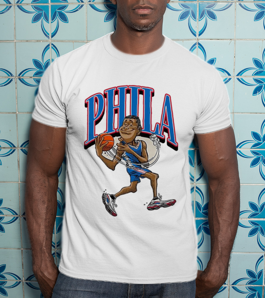 PHILA Basketball Player Cartoon With Ball T-Shirt
