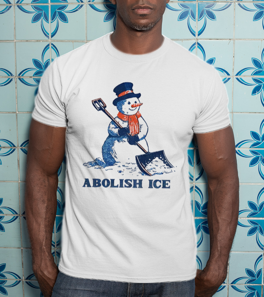 Cute Snowman Abolish Ice Christmas Winter Shovel T-Shirt