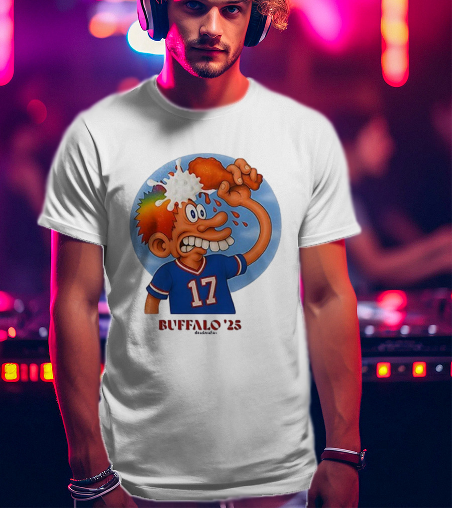 Buffalo Bills Cartoon Character Chicken Wing Helmet 17 Buffalo '25 T-Shirt