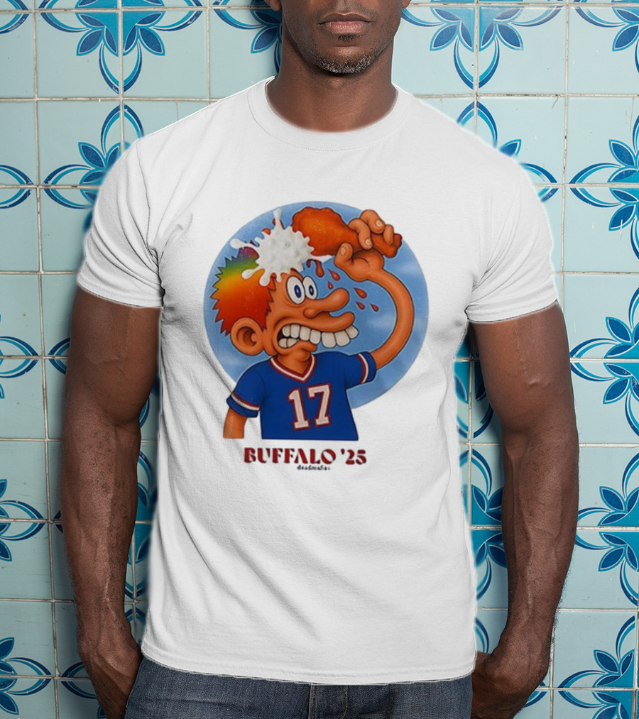 Buffalo Bills Cartoon Character Chicken Wing Helmet 17 Buffalo '25 T-Shirt