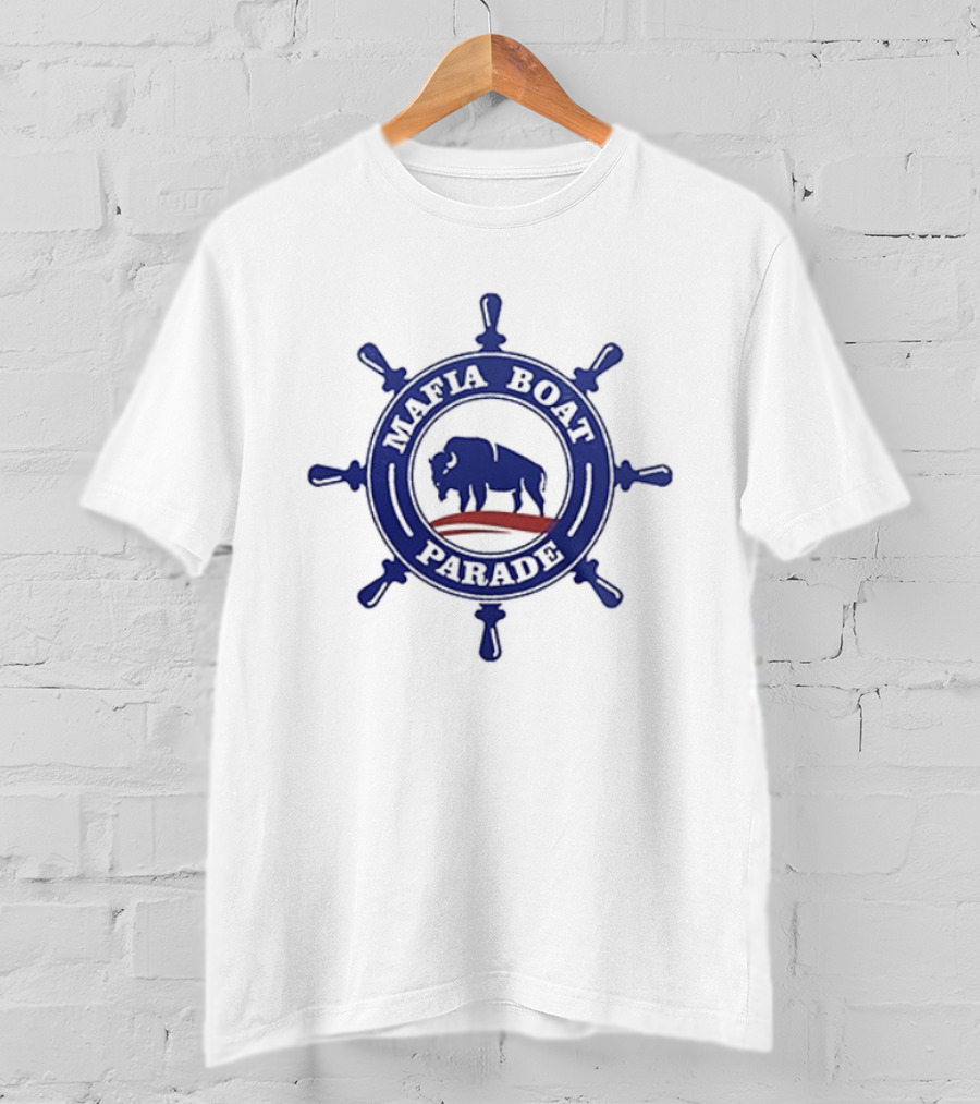 Buffalo Bills Mafia Boat Parade Firefighter Arno Memorial Foundation Buffalo Blue Helm Wheel T-Shirt
