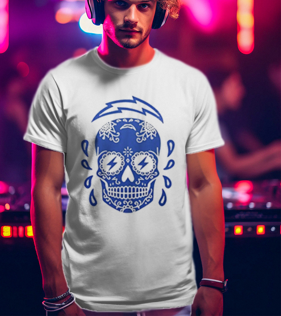 Puro Chargers 1960 Los Angeles Chargers Sugar Skull NFL Team Spirit T-Shirt