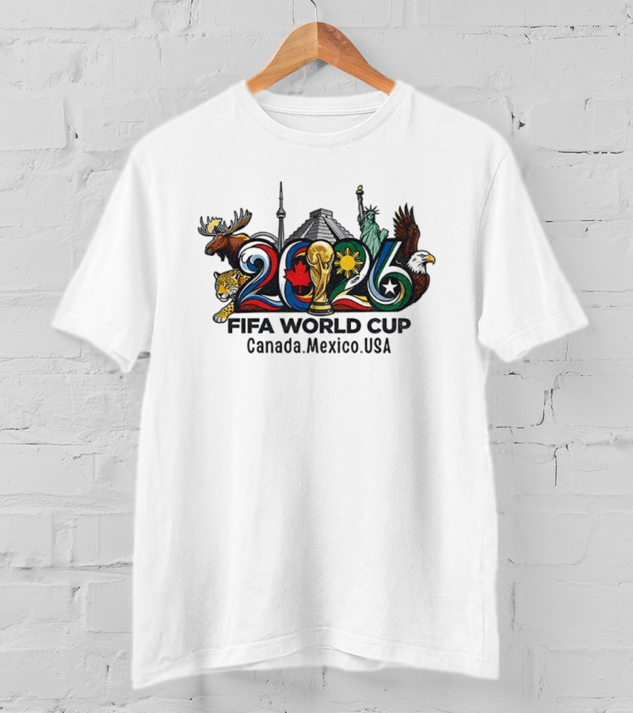 FIFA World Cup 2026 Canada Mexico USA Wildlife Landmarks Icons T-Shirt