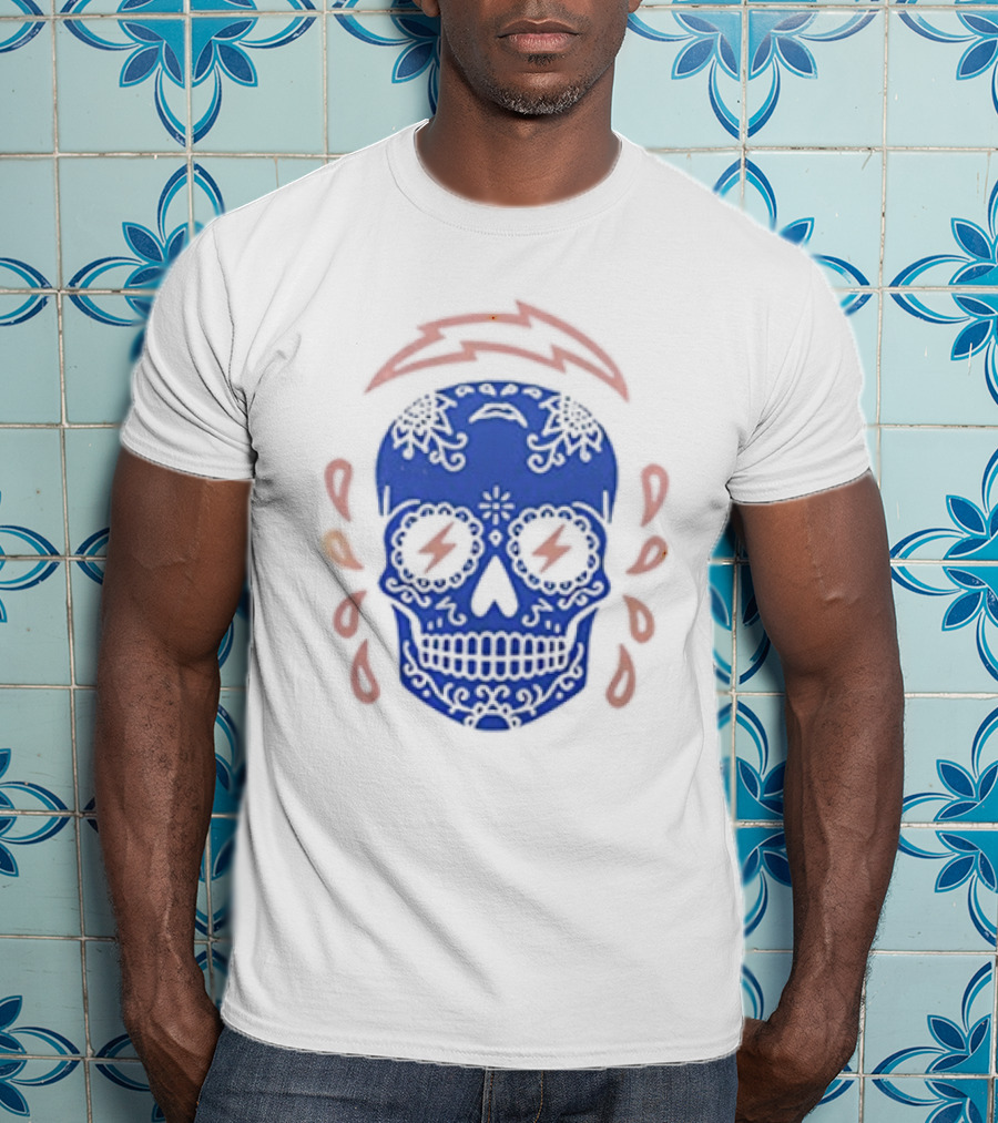 Los Angeles Chargers Puro Chargers Skull Electric Bolt Team Spirit T-Shirt