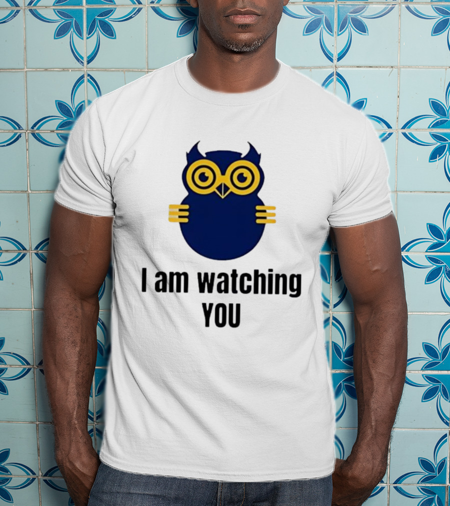 Owl I Am Ing You Blue Yellow Eyes Curvy Wings T-Shirt
