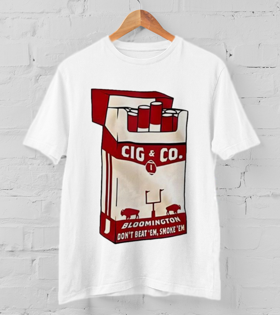 Bloomington Cig & Co Don't Beat 'Em Smoke 'Em Red Pack Football Field Buffalos T-Shirt