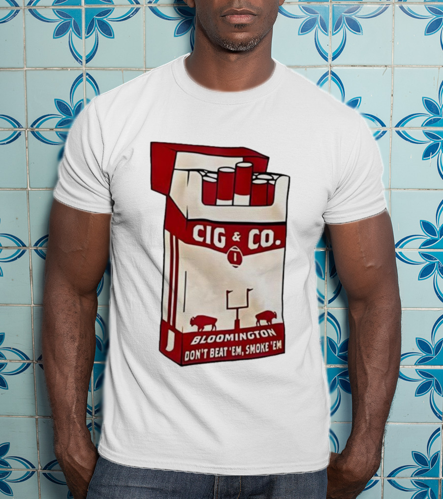 Bloomington Cig & Co Don't Beat 'Em Smoke 'Em Red Pack Football Field Buffalos T-Shirt