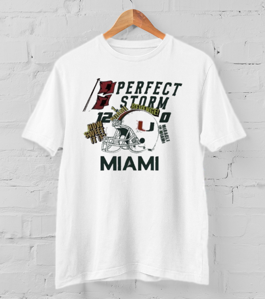 Miami Hurricanes Perfect Storm Refugee Sweet Helmet T-Shirt