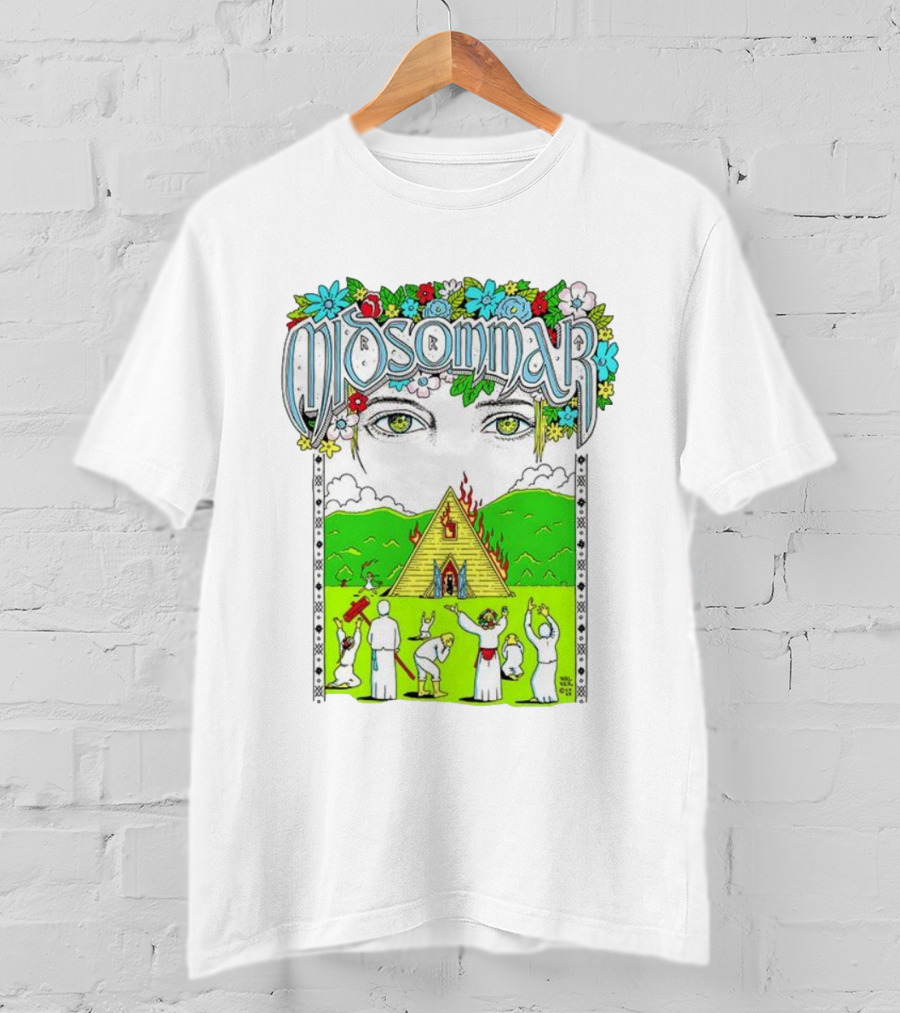 Midsommar Eyes Pyramid Fire Ceremony Illustration T-Shirt