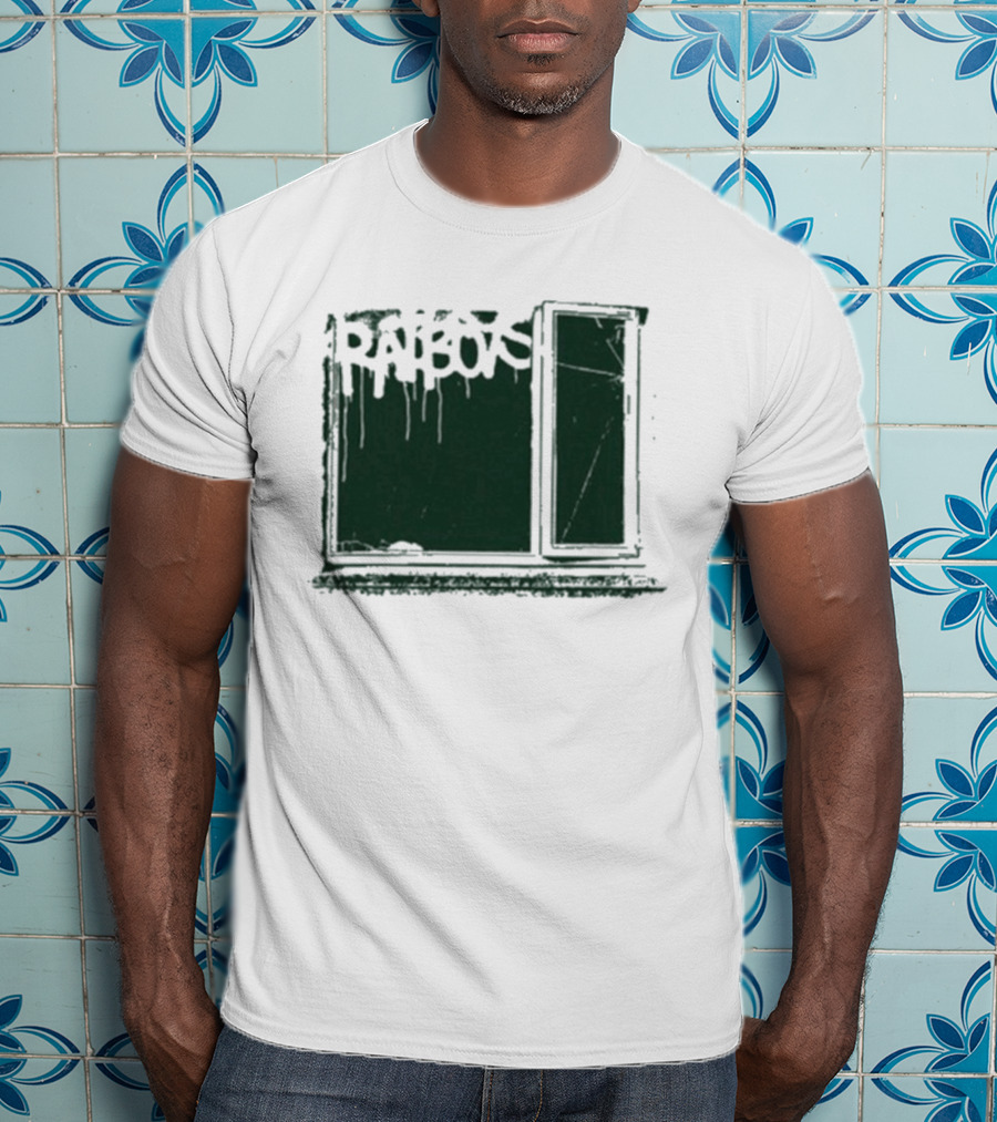 Ratboys Beige Cracked Window Dark Green T-Shirt