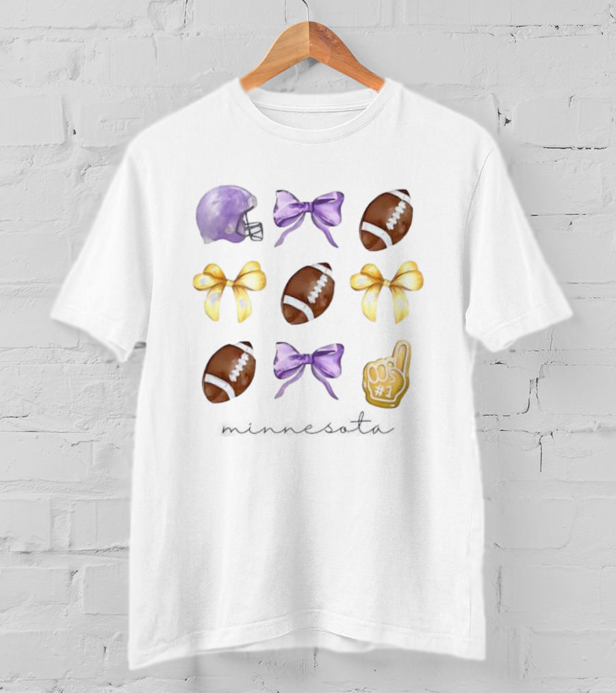 Minnesota Football Helmet Bows Number One Fan Team Spirit T-Shirt