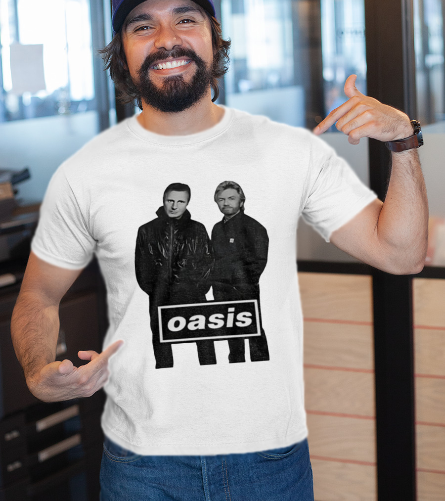 Liam Neeson Noel Edmonds Oasis Band Parody T-Shirt