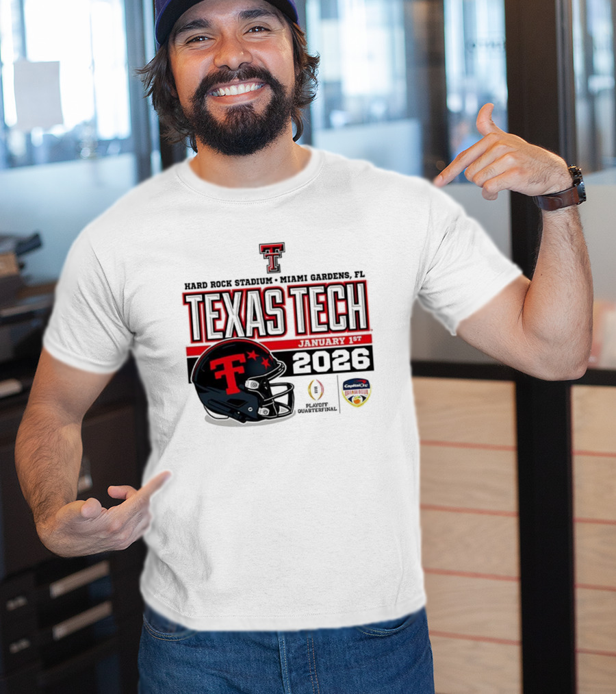 Texas Tech Red Raiders January 1 CFP Hard Rock Stadium College Football Playoff Helmet T-Shirt