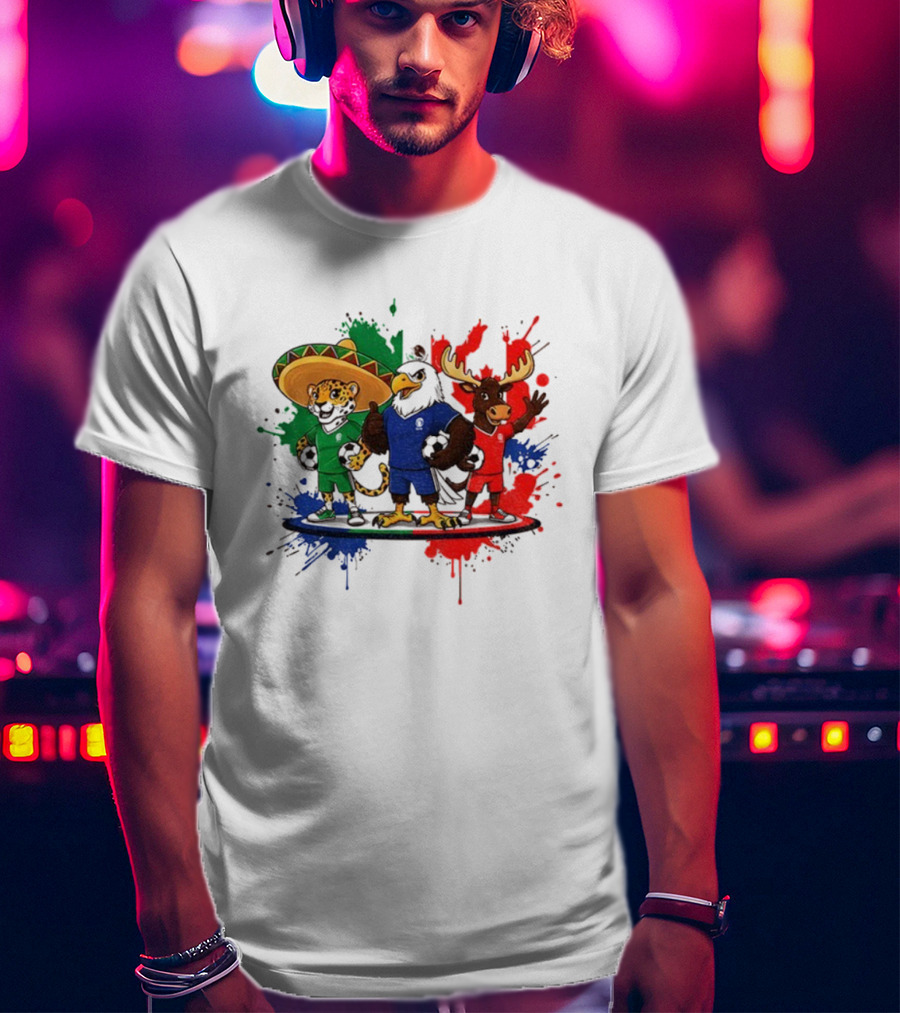 World Cup 2026 Mascot Maple Zayu Clutch Jaguar Eagle Moose Soccer Trio T-Shirt