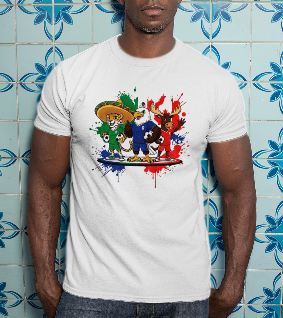 World Cup 2026 Mascot Maple Zayu Clutch Jaguar Eagle Moose Soccer Trio T-Shirt