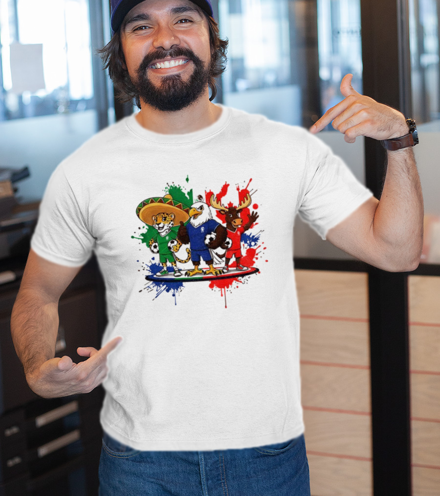World Cup 2026 Mascot Maple Zayu Clutch Jaguar Eagle Moose Soccer Trio T-Shirt