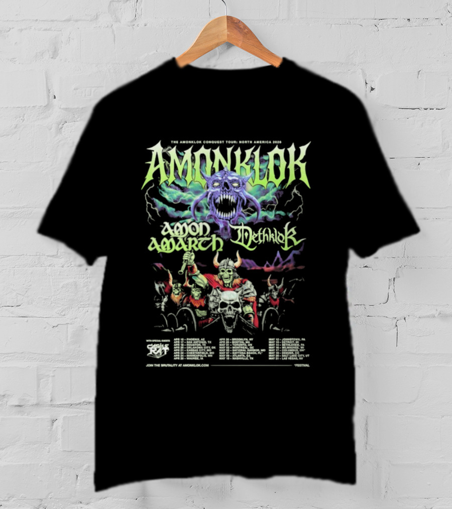 Amonklok Amon Amarth Dethklok Conquest Tour North America 2026 Dates T-Shirt