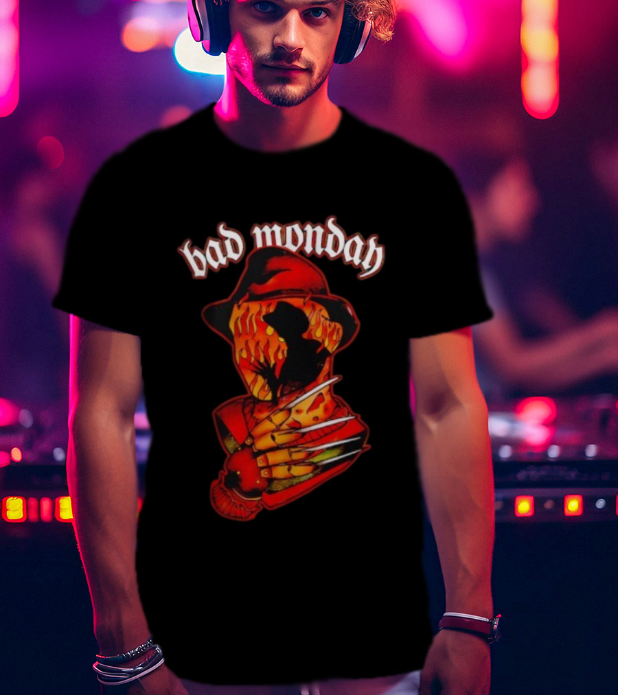 Bad Monday Apparel Flaming Glove Fedora Shadow T-Shirt