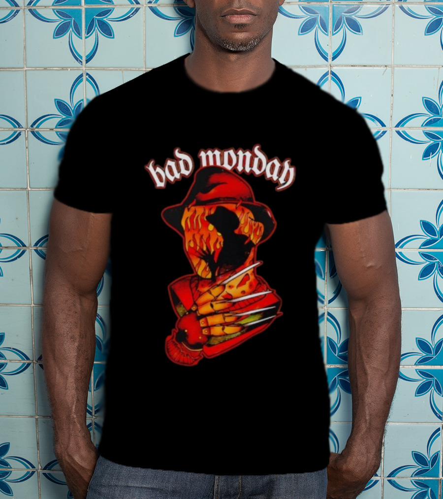 Bad Monday Apparel Flaming Glove Fedora Shadow T-Shirt