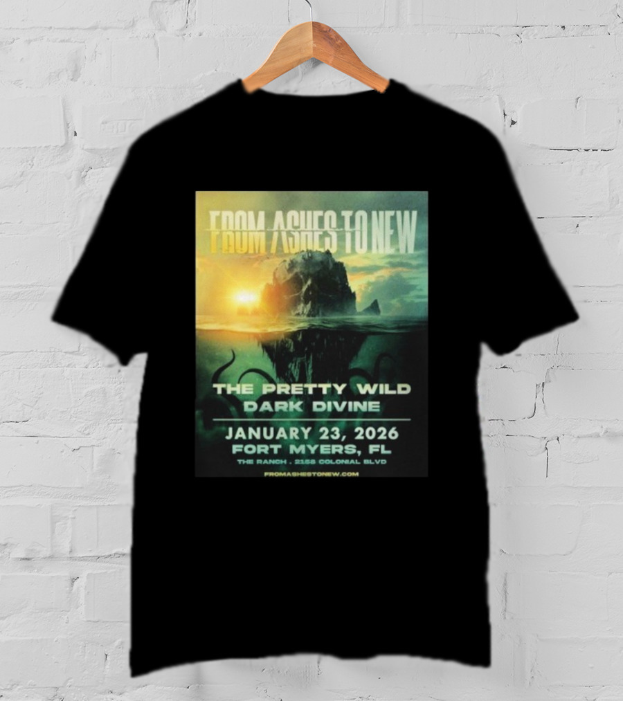 From Ashes To New The Pretty Wild Dark Divine Live Fort Myers FL January 23 2026 Event At The Ranch T-Shirt