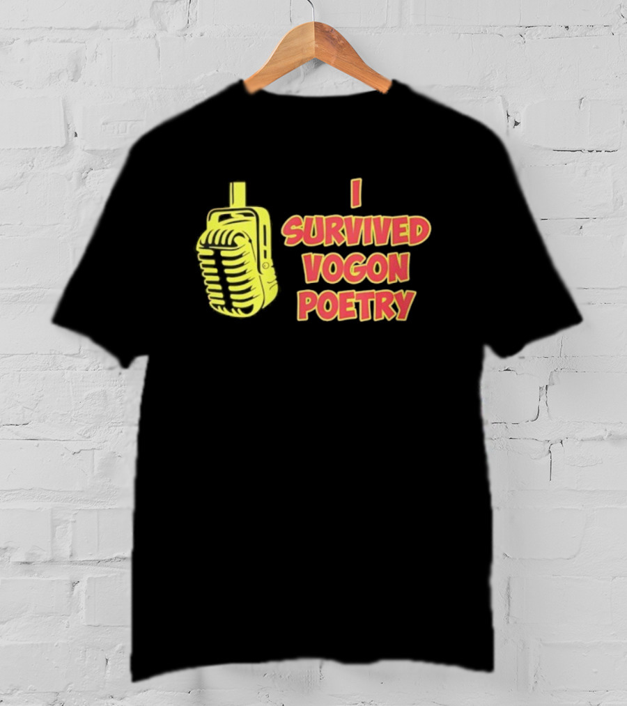 I Survived Vogon Poetry Retro Microphone Theme T-Shirt