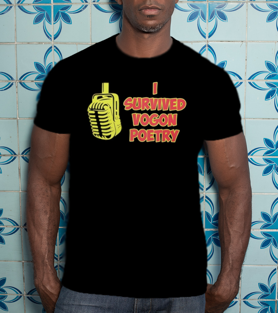 I Survived Vogon Poetry Retro Microphone Theme T-Shirt