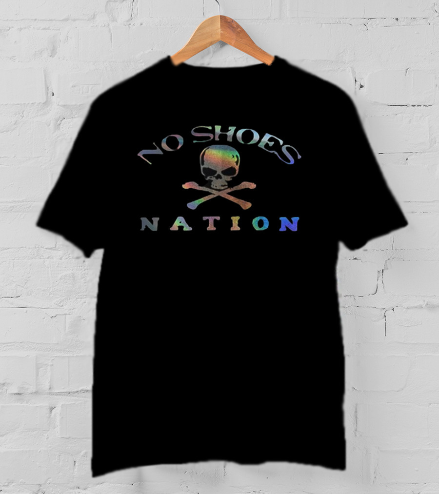 No Shoes Nation Skull Crossbones Hologram T-Shirt