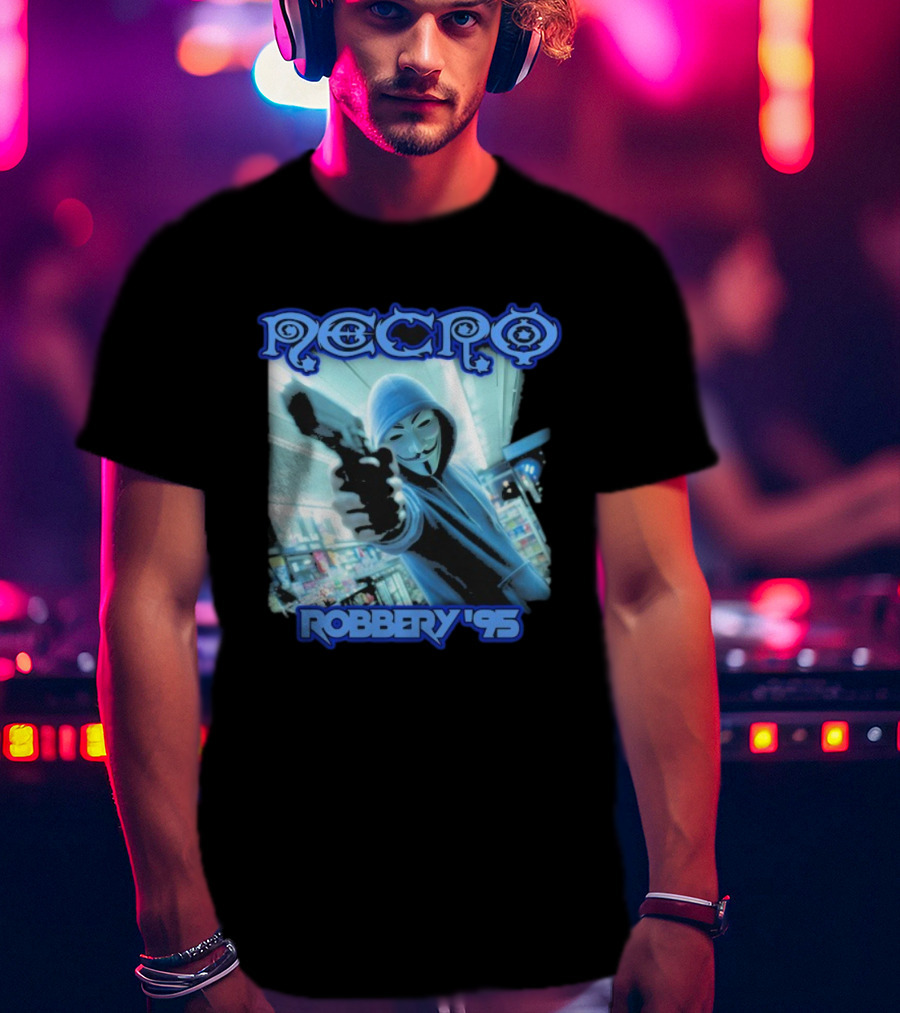 Necro Robbery '95 Hacker Mask Gun Store T-Shirt