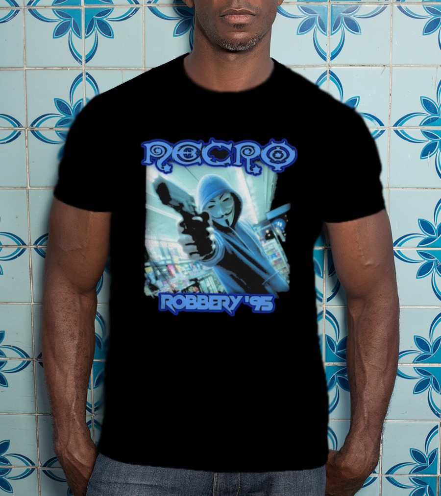 Necro Robbery '95 Hacker Mask Gun Store T-Shirt