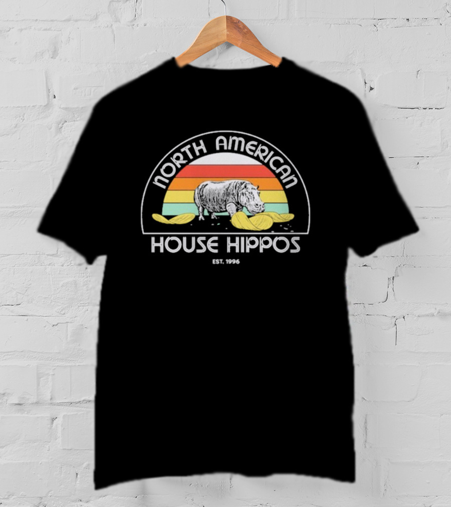 North American House Hippos Est 1996 Vintage Rainbow T-Shirt