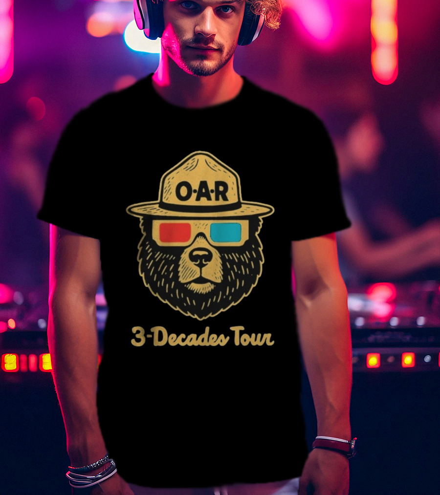 OAR Of A Revolution 3 Decades Tour Bear With Hat And 3D Glasses 2025 2026 T-Shirt
