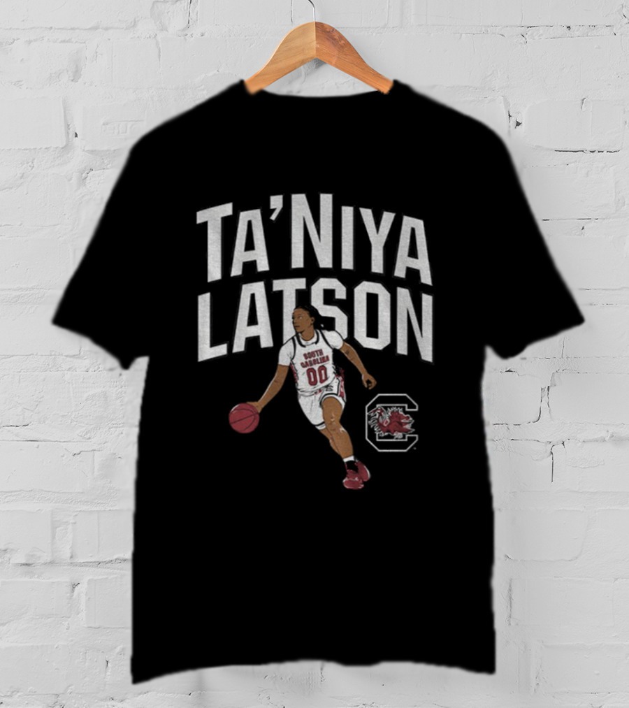 South Carolina Basketball Ta'Niya Latson 2025 Player Dribbling Gamecocks Icon T-Shirt
