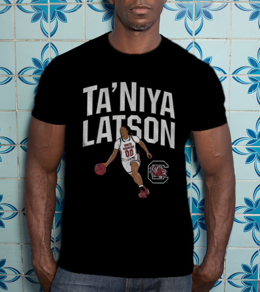 South Carolina Basketball Ta'Niya Latson 2025 Player Dribbling Gamecocks Icon T-Shirt