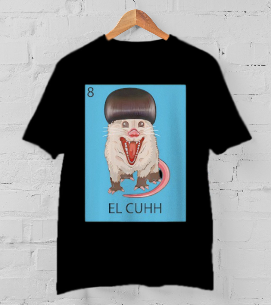 Takuache Loteria El Cuhh Card Number 8 Possum Art Cartoon Style T-Shirt
