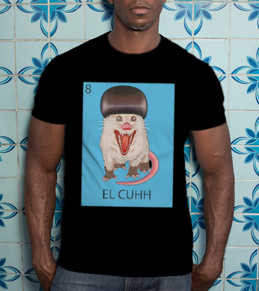 Takuache Loteria El Cuhh Card Number 8 Possum Art Cartoon Style T-Shirt