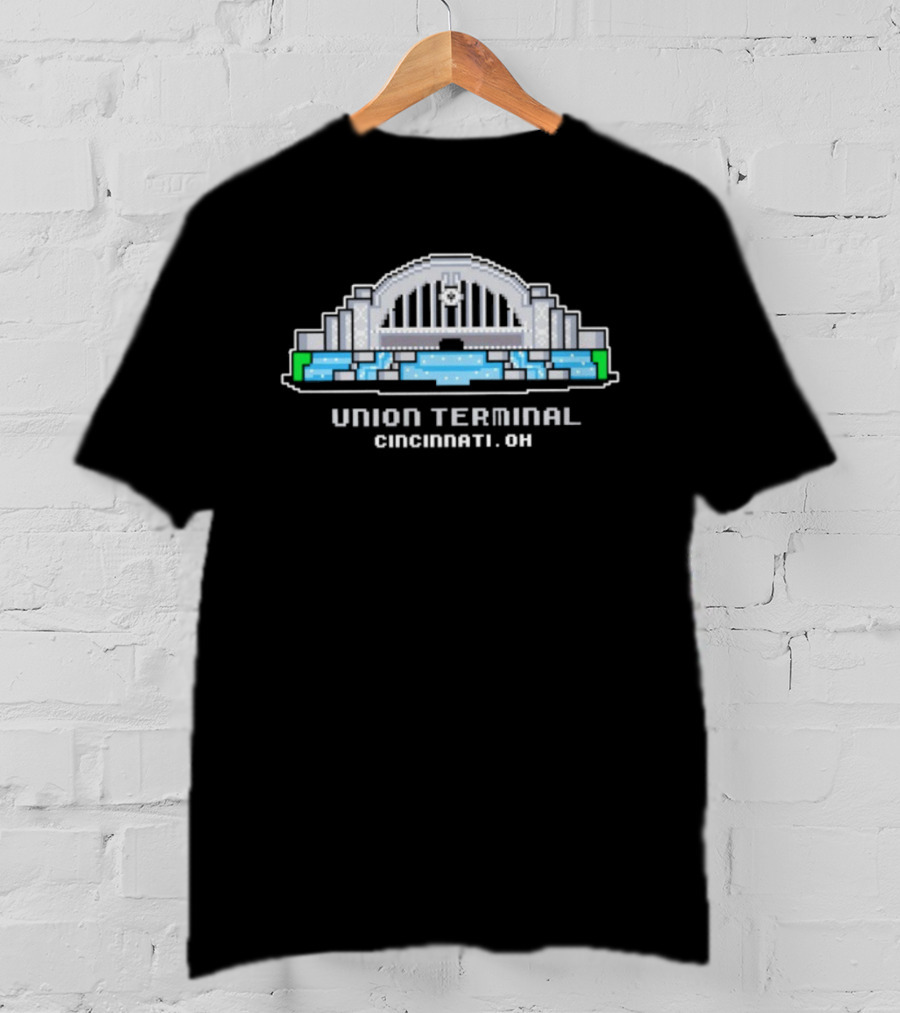 Union Terminal Cincinnati Ohio Pixel Art Architecture Icon T-Shirt