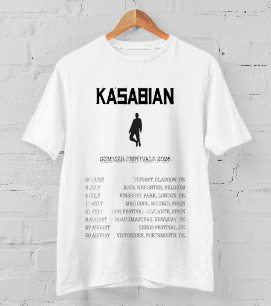 Kasabian Summer Festivals 2026 Tour Dates Black T-Shirt