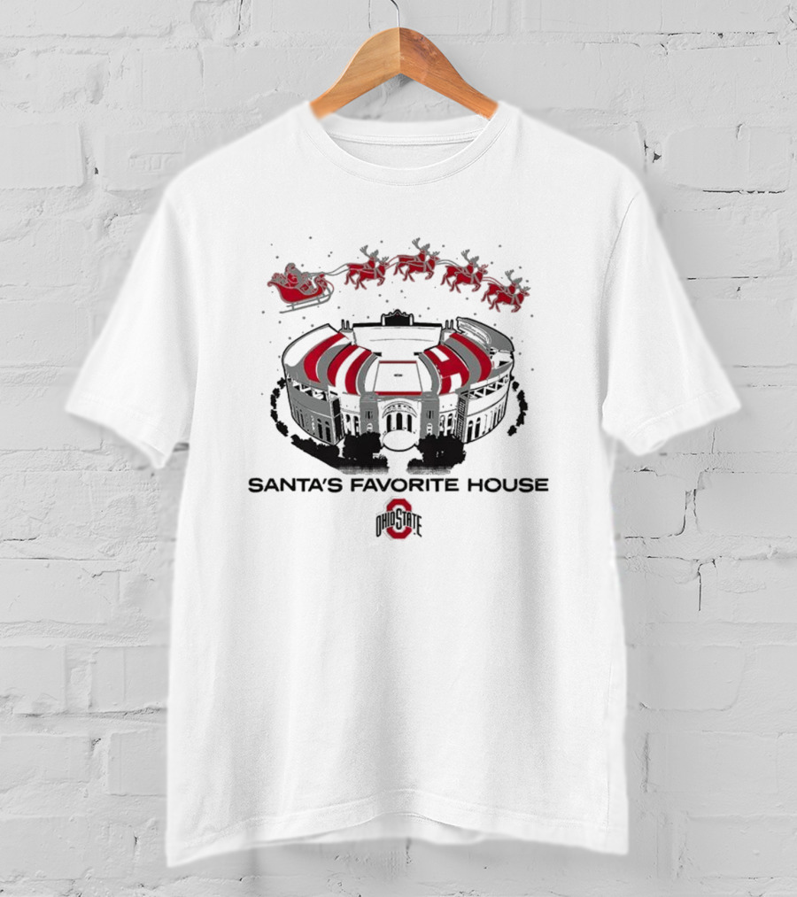 Ohio State Buckeyes Football Ohio Stadium Santa’s Favorite House Christmas T-Shirt