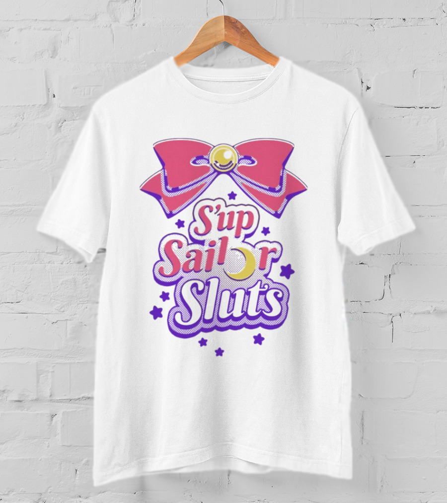 S'up Sailor Moon Bow Stars Crescent Witty Phrase T-Shirt