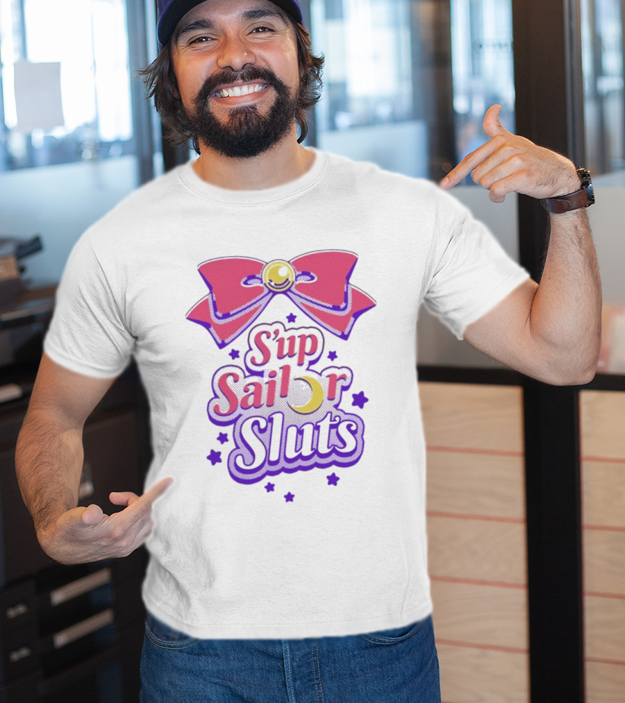 S'up Sailor Moon Bow Stars Crescent Witty Phrase T-Shirt