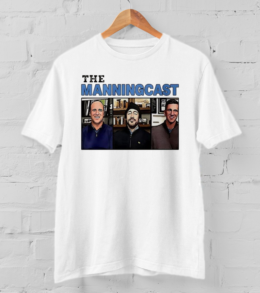 The Manningcast Hosts Cartoon Illustration NFL Broadcast Trio T-Shirt