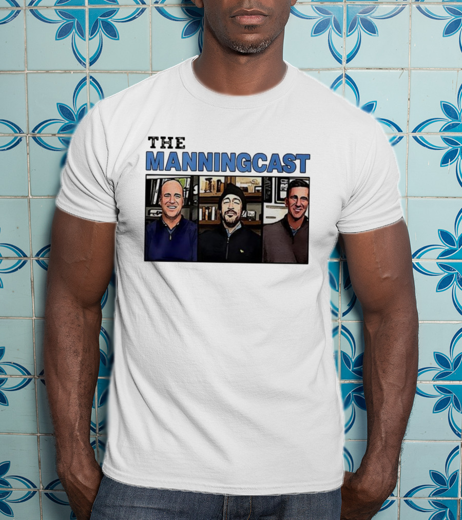 The Manningcast Hosts Cartoon Illustration NFL Broadcast Trio T-Shirt
