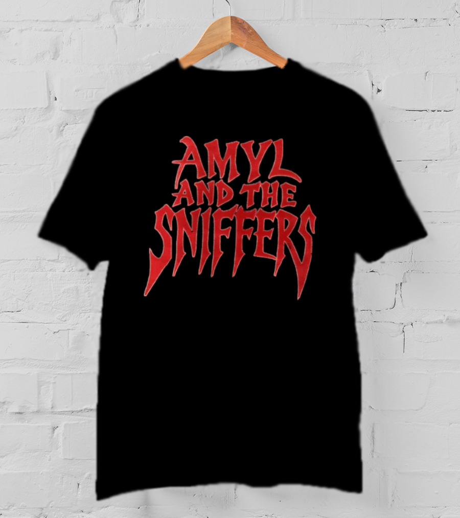 Amyl And The Sniffers Red Spiked Lettering Band Name Graphic T-Shirt