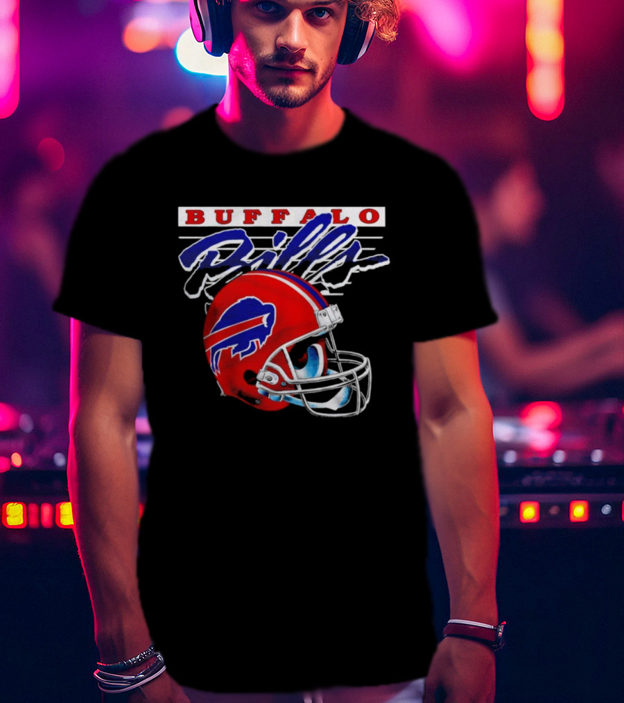 Buffalo Bills Gradient Alternate Helmet Team Title T-Shirt