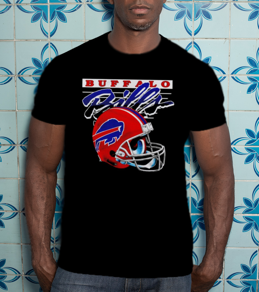Buffalo Bills Gradient Alternate Helmet Team Title T-Shirt